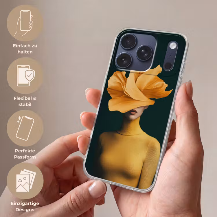 Vrouw - Hoed - Geel Telefoonhoesje iPhone 17 Pro klein -sfeer3_DE