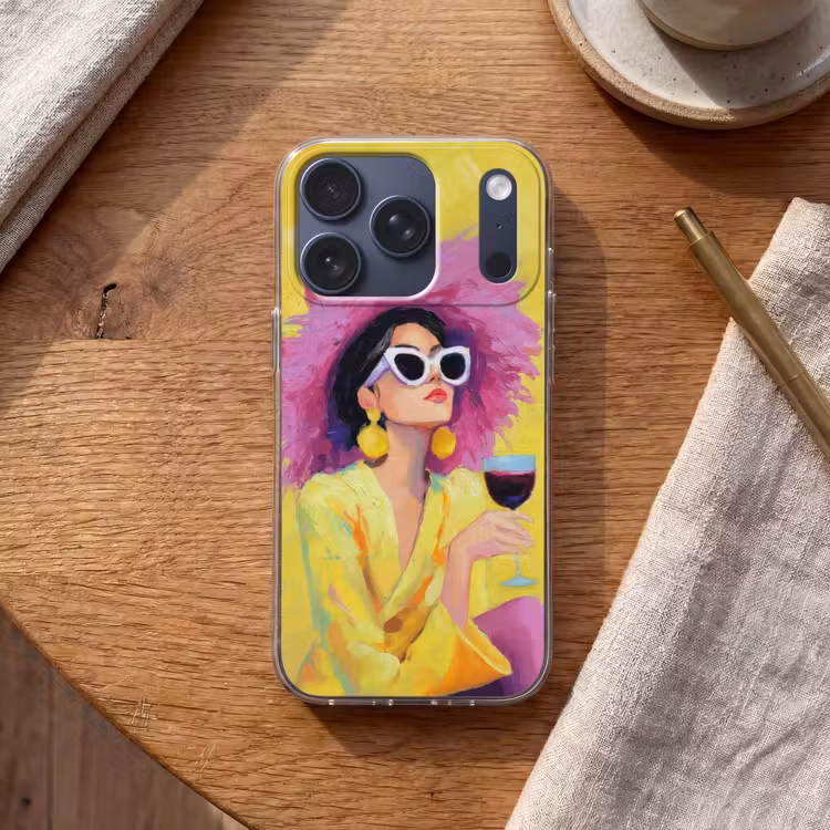 Vrouw - Hoed - Paars - Wijn Telefoonhoesje iPhone 17 Pro klein -sfeer1