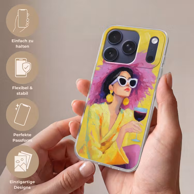 Vrouw - Hoed - Paars - Wijn Telefoonhoesje iPhone 17 Pro klein -sfeer3_DE