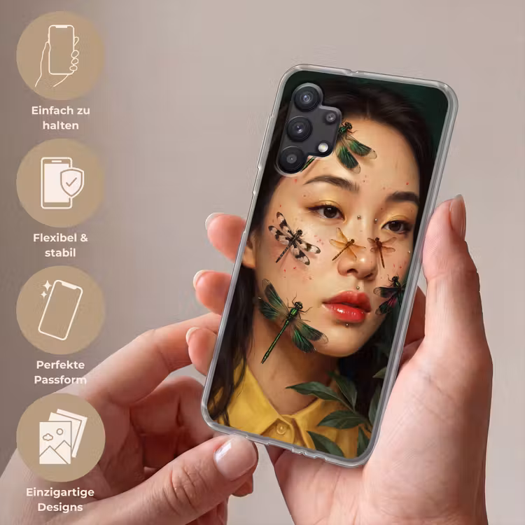 Vrouw - Insecten - Natuur - Portret - Groen Telefoonhoesje Samsung Galaxy A32 5G klein -sfeer3_DE
