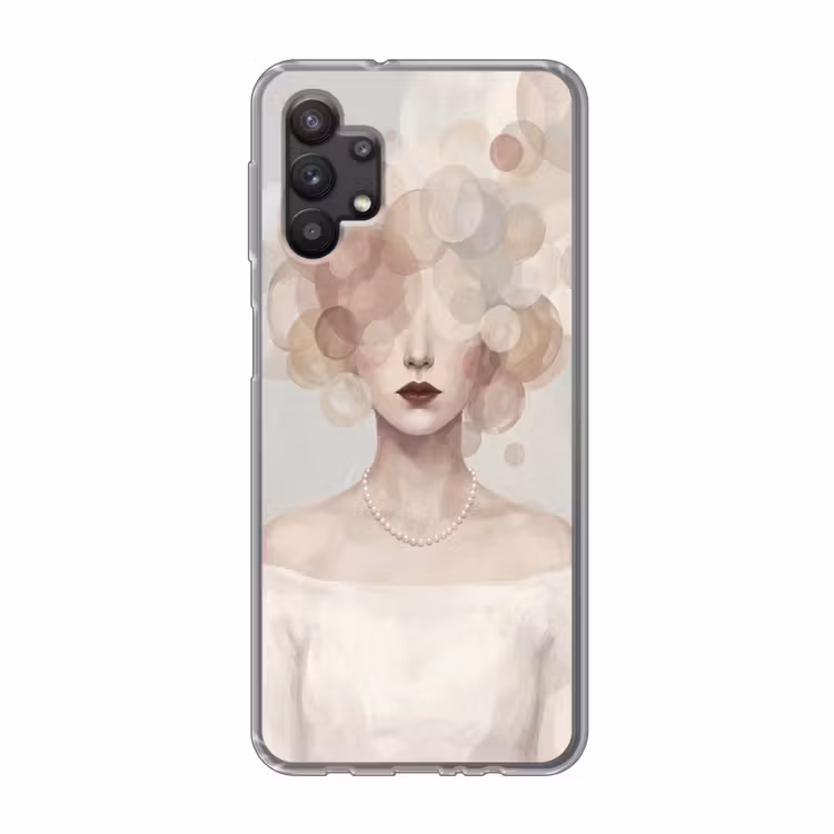 Vrouw - Cirkels - Beige Telefoonhoesje Samsung Galaxy A32 5G klein -3d