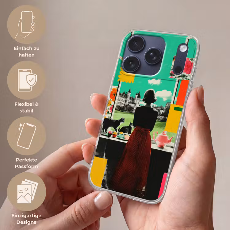 Vrouw - Keuken - Katten - Doorkijk Telefoonhoesje iPhone 17 Pro klein -sfeer3_DE