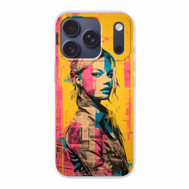 Vrouw - Verfstrepen - Gekleurd Telefoonhoesje iPhone 17 Pro klein -3d