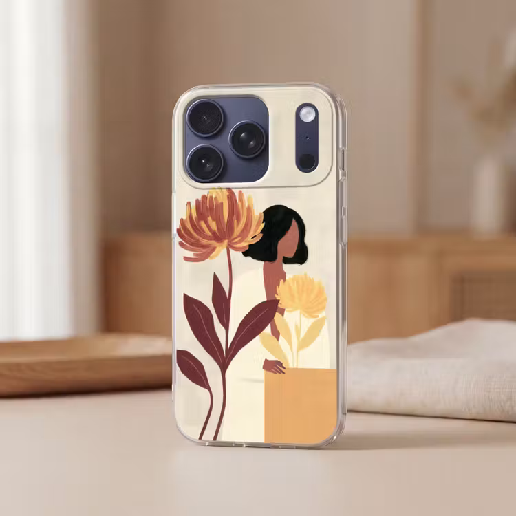 Vrouw - Minimalistisch - Bloem Telefoonhoesje iPhone 17 Pro klein -sfeer2