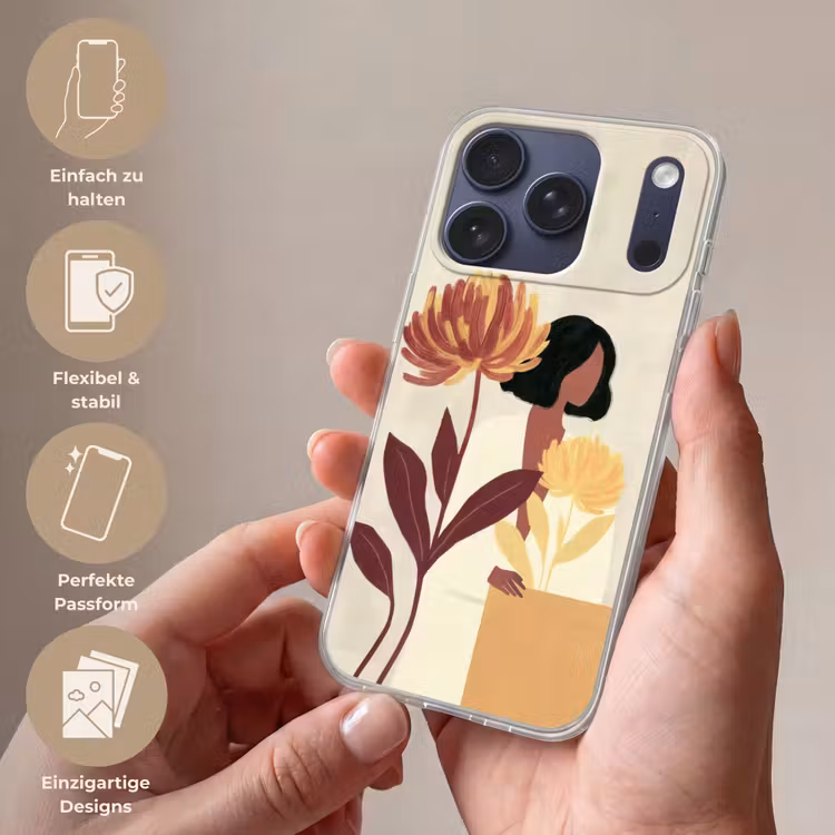 Vrouw - Minimalistisch - Bloem Telefoonhoesje iPhone 17 Pro klein -sfeer3_DE