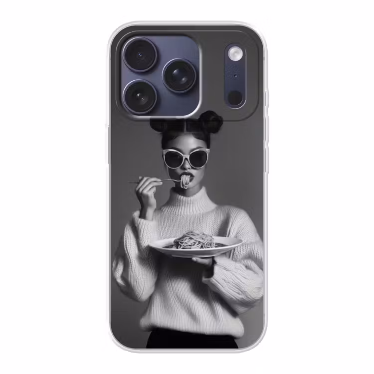 Vrouw - Pasta - Zonnebril Telefoonhoesje iPhone 17 Pro klein -3d