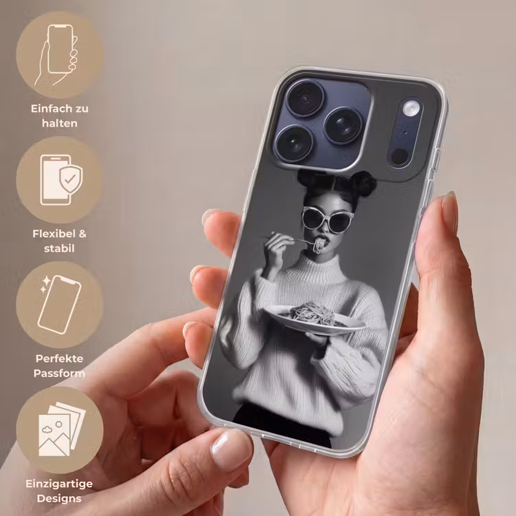 Vrouw - Pasta - Zonnebril Telefoonhoesje iPhone 17 Pro klein -sfeer3_DE
