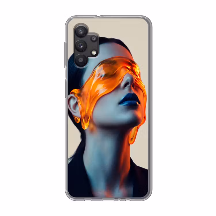 Vrouw - Oranje - Abstract - Modern - Kleurrijk Telefoonhoesje Samsung Galaxy A32 5G klein -3d