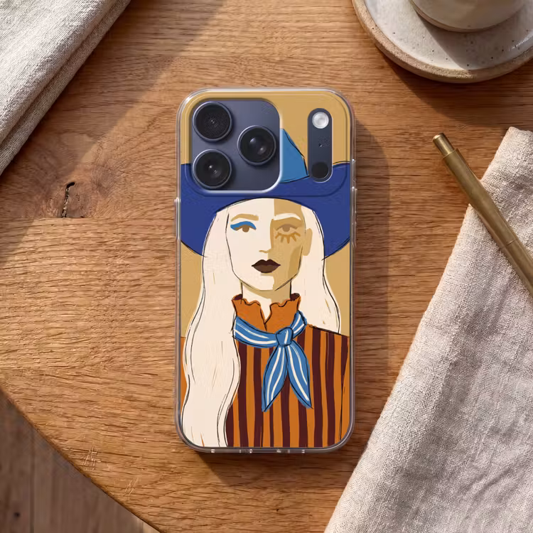 Vrouw - Portret - Abstract - Kleurrijk - Modern Telefoonhoesje iPhone 17 Pro klein -sfeer1