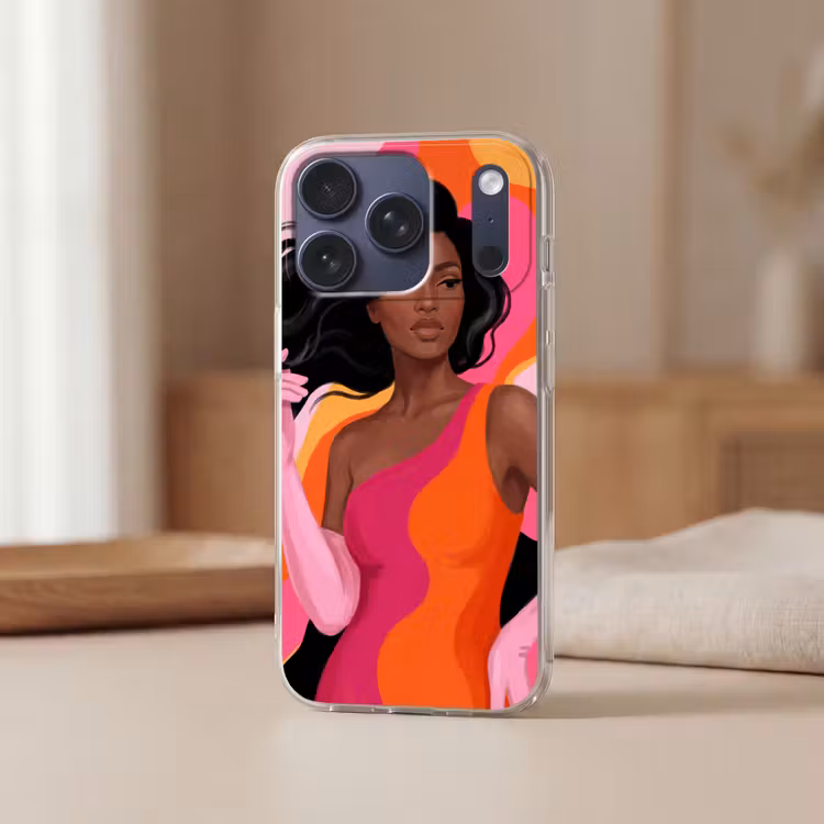 Vrouw - Portret - Kleurrijk - Modern - Kunst Telefoonhoesje iPhone 17 Pro klein -sfeer2