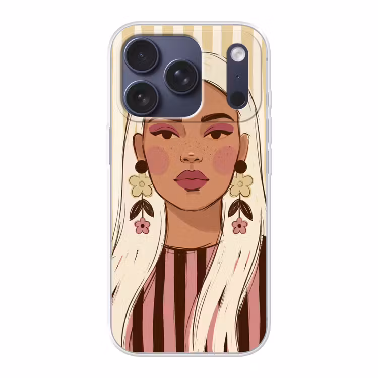 Vrouw - Portret - Illustratie - Modern - Roze Telefoonhoesje iPhone 17 Pro klein -3d