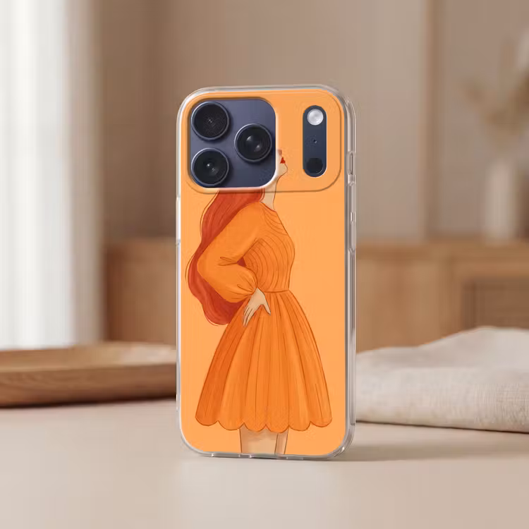 Vrouw - Profiel - Mensen - Modern - Oranje Telefoonhoesje iPhone 17 Pro klein -sfeer2