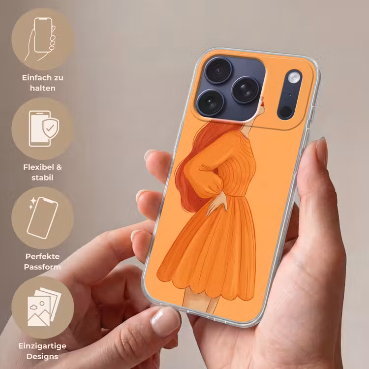 Vrouw - Profiel - Mensen - Modern - Oranje Telefoonhoesje iPhone 17 Pro klein -sfeer3_DE