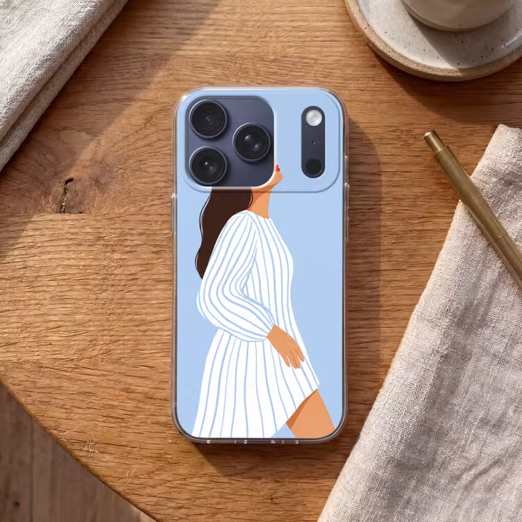 Vrouw - Profiel - Rust - Modern - Illustratie Telefoonhoesje iPhone 17 Pro klein -sfeer1