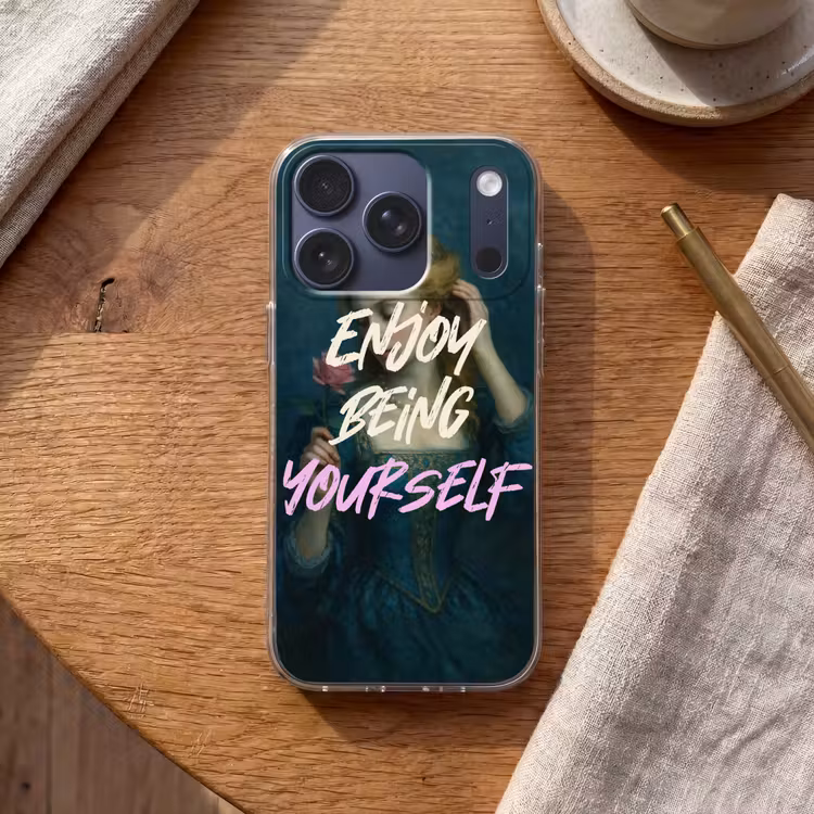 Vrouw - Roos - Quote Telefoonhoesje iPhone 17 Pro klein -sfeer1