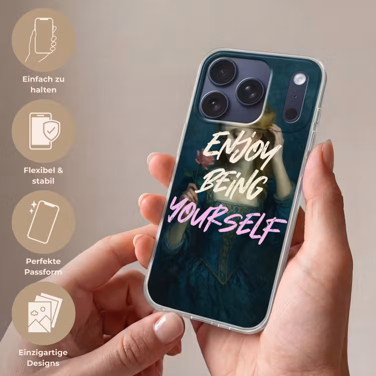 Vrouw - Roos - Quote Telefoonhoesje iPhone 17 Pro klein -sfeer3_DE