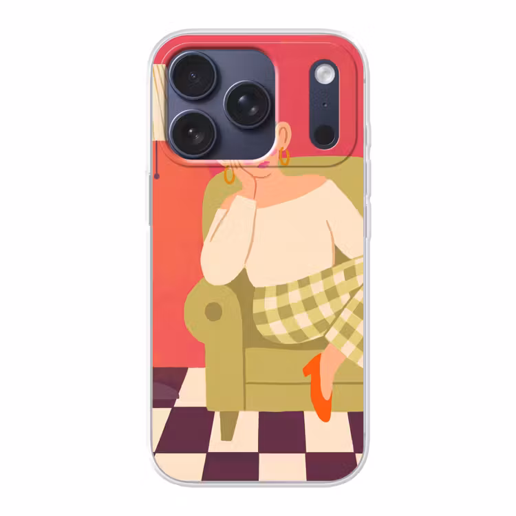 Vrouw - Rust - Interieur - Modern - Kunst Telefoonhoesje iPhone 17 Pro klein -3d