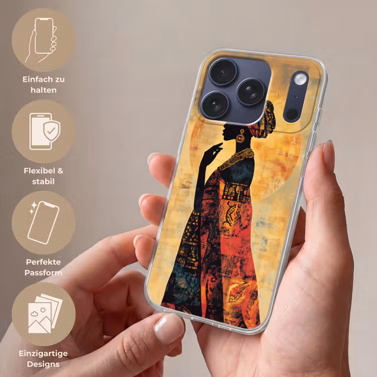 Vrouw - Silhouet - Patronen - Sierlijk Telefoonhoesje iPhone 17 Pro klein -sfeer3_DE
