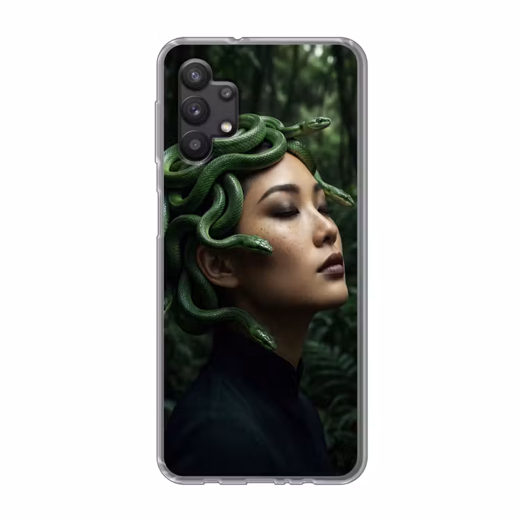 Vrouw - Slang - Natuur - Mystiek - Groen Telefoonhoesje Samsung Galaxy A32 5G klein -3d