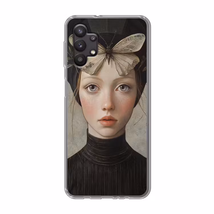 Woman - Butterfly - Art - Classic - Muted Telefoonhoesje Samsung Galaxy A32 5G klein -3d