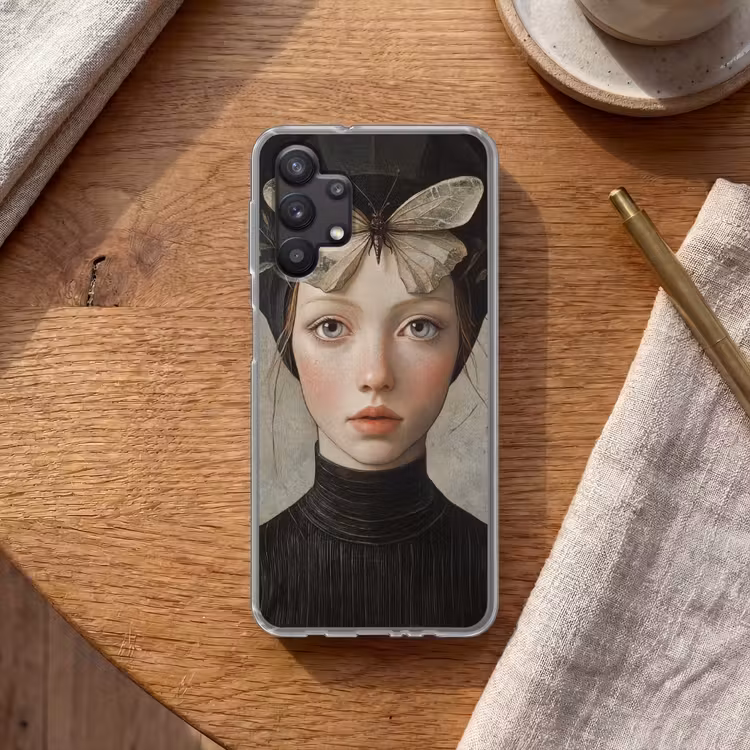 Woman - Butterfly - Art - Classic - Muted Telefoonhoesje Samsung Galaxy A32 5G klein -sfeer1