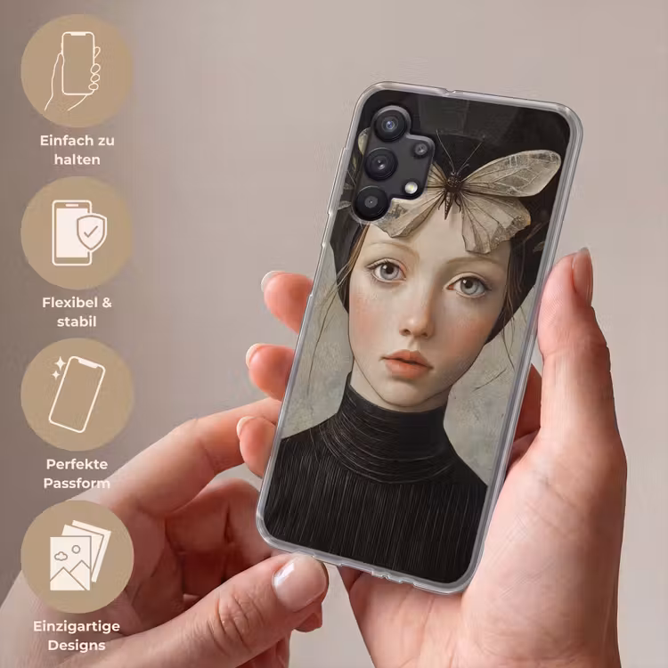 Woman - Butterfly - Art - Classic - Muted Telefoonhoesje Samsung Galaxy A32 5G klein -sfeer3_DE
