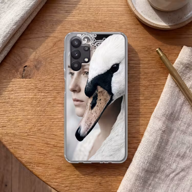 Vrouw - Zwaan - Wit Telefoonhoesje Samsung Galaxy A32 5G klein -sfeer1