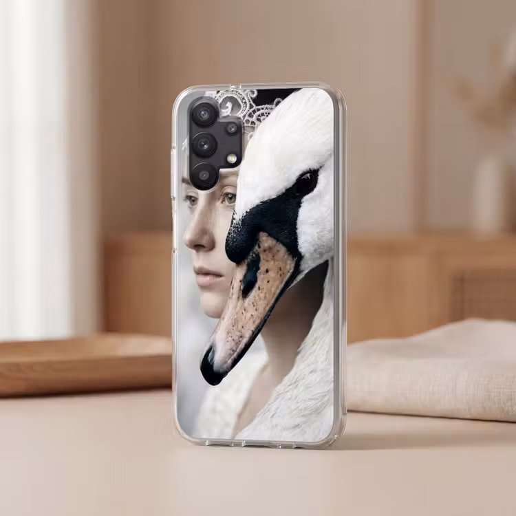 Vrouw - Zwaan - Wit Telefoonhoesje Samsung Galaxy A32 5G klein -sfeer2