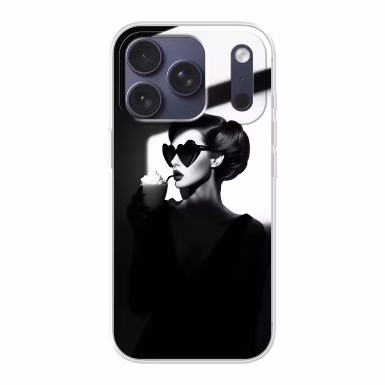 Vrouw - Zwart - Hart Telefoonhoesje iPhone 17 Pro klein -3d