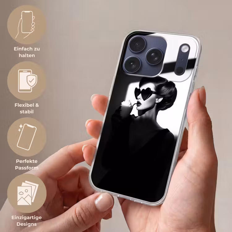 Vrouw - Zwart - Hart Telefoonhoesje iPhone 17 Pro klein -sfeer3_DE