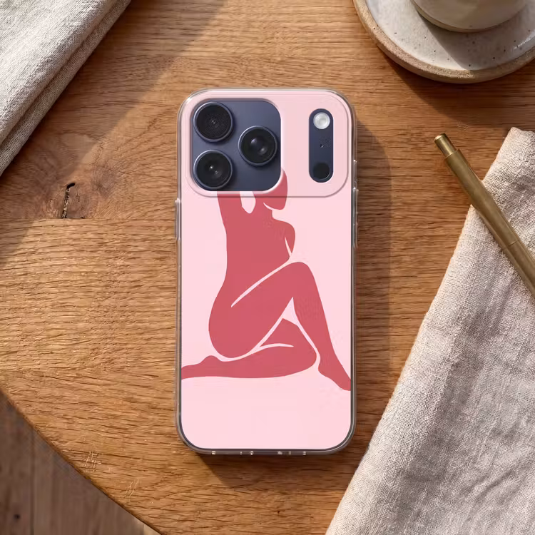 Vrouw - Silhouet - Abstract - Modern - Roze Telefoonhoesje iPhone 17 Pro klein -sfeer1