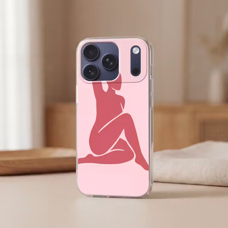 Vrouw - Silhouet - Abstract - Modern - Roze Telefoonhoesje iPhone 17 Pro klein -sfeer2