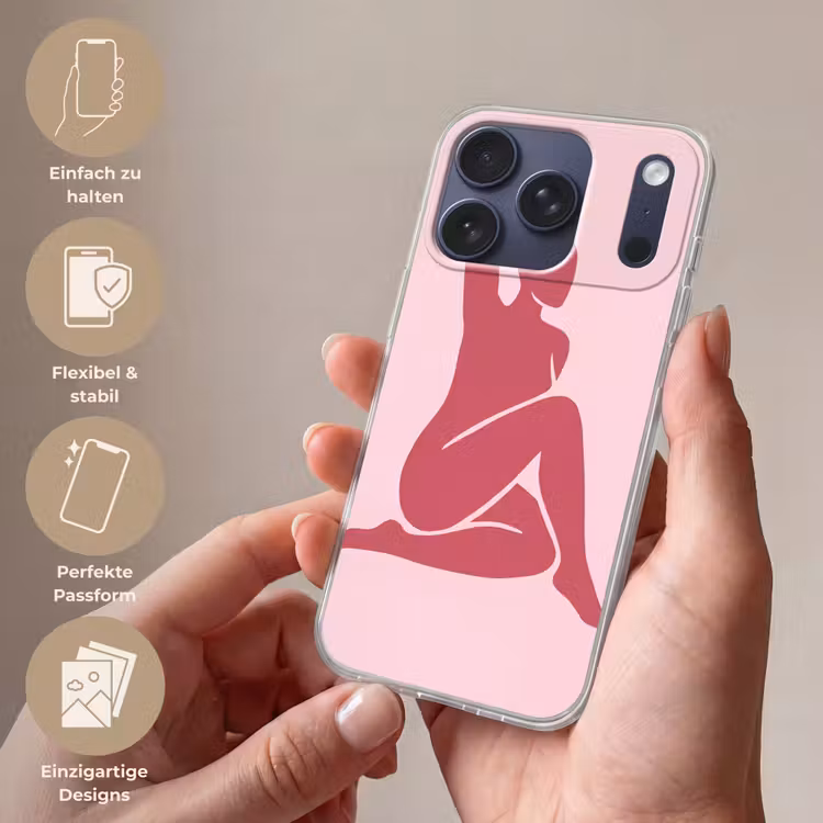 Vrouw - Silhouet - Abstract - Modern - Roze Telefoonhoesje iPhone 17 Pro klein -sfeer3_DE