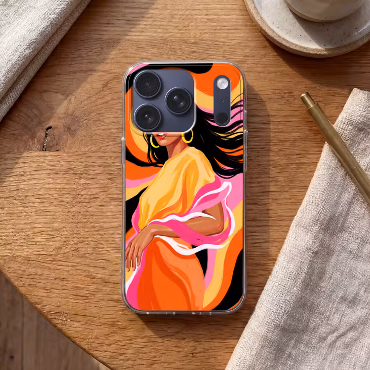 Vrouw - Zonnebril - Abstract - Kleurrijk Telefoonhoesje iPhone 17 Pro klein -sfeer1