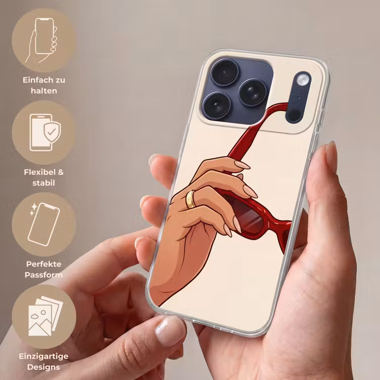 Vrouw - Zonnebril - Mode - Rood - Illustratie Telefoonhoesje iPhone 17 Pro klein -sfeer3_DE