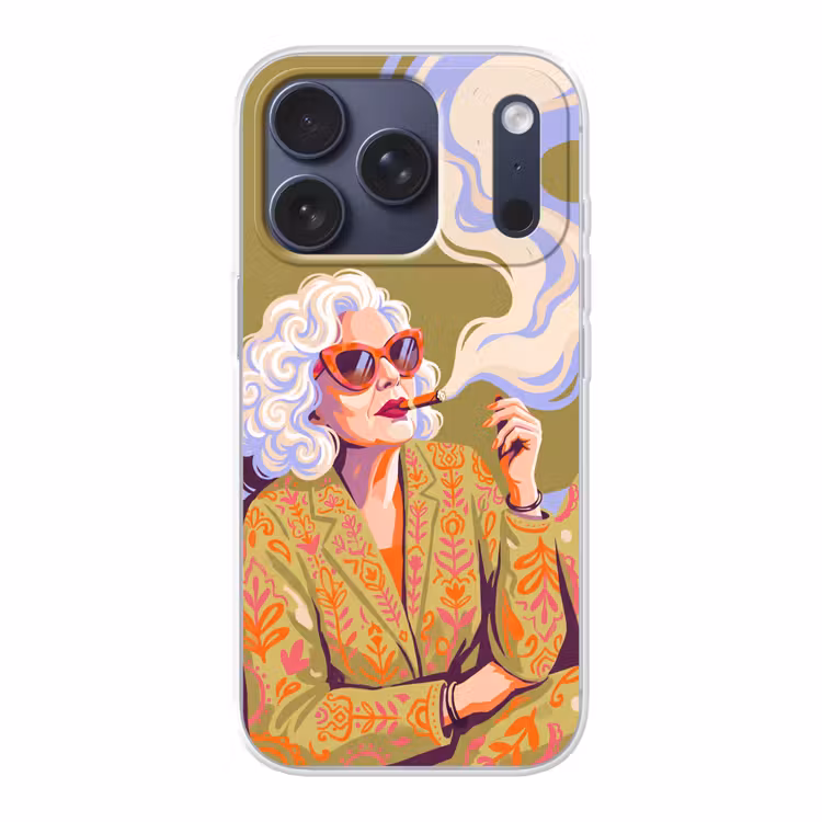 Vrouw - Zonnebril - Portret - Modern - Kleurrijk Telefoonhoesje iPhone 17 Pro klein -3d