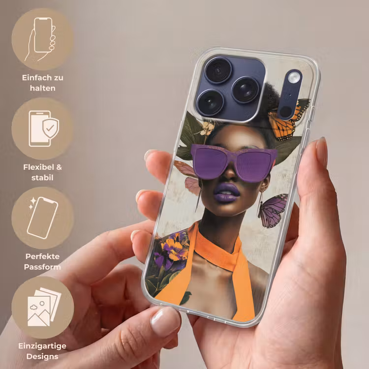 Vrouw - Zonnebril - Vlinder - Bloemen Telefoonhoesje iPhone 17 Pro klein -sfeer3_DE
