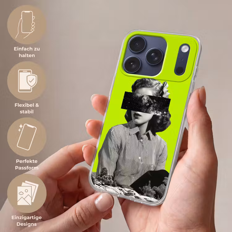 Vrouw - Sterrenhemel - Groen Telefoonhoesje iPhone 17 Pro klein -sfeer3_DE