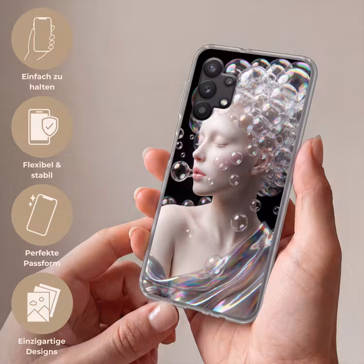 Vrouw - Bellen - Abstract - Kleurrijk Telefoonhoesje Samsung Galaxy A32 5G klein -sfeer3_DE