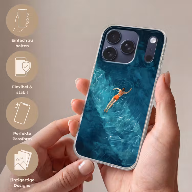 Vrouw - Water - Bikini - Oranje Telefoonhoesje iPhone 17 Pro klein -sfeer3_DE