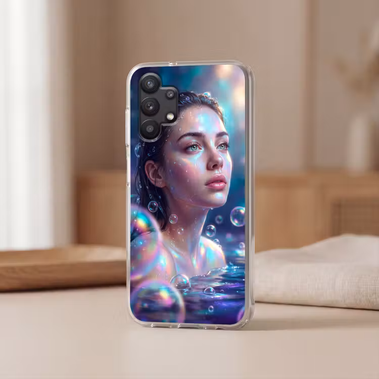 Vrouw - Water - Portret - Kleurrijk - Modern Telefoonhoesje Samsung Galaxy A32 5G klein -sfeer2