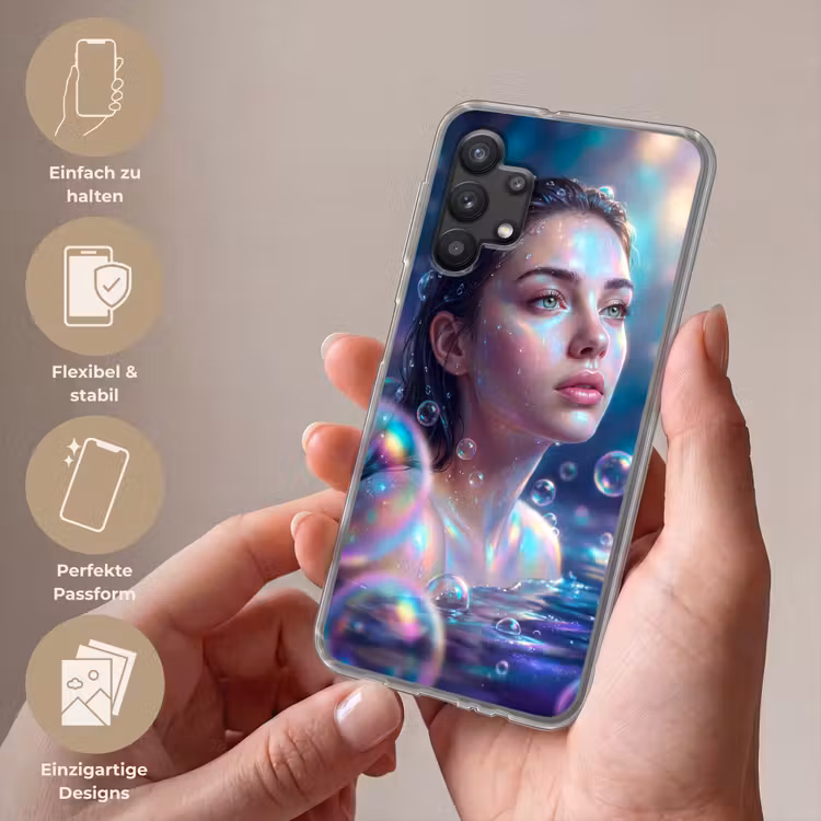 Vrouw - Water - Portret - Kleurrijk - Modern Telefoonhoesje Samsung Galaxy A32 5G klein -sfeer3_DE