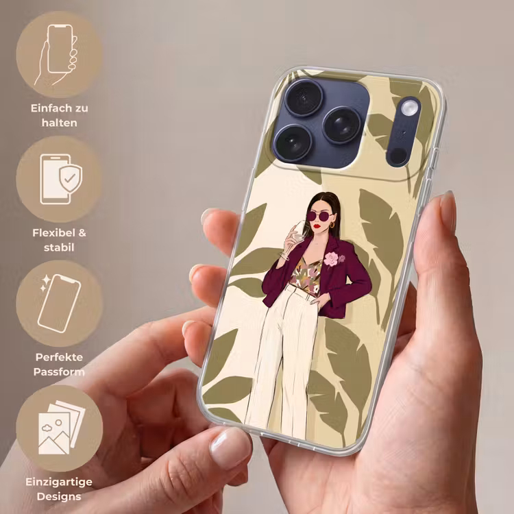 Vrouw - Wijn - Portret - Mode - Modern Telefoonhoesje iPhone 17 Pro klein -sfeer3_DE