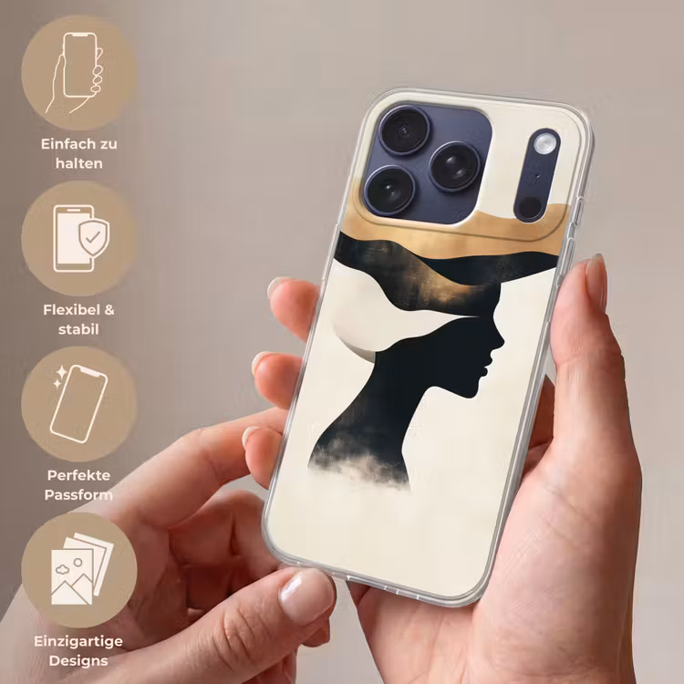 Vrouw - Golven - Zwart Telefoonhoesje iPhone 17 Pro klein -sfeer3_DE