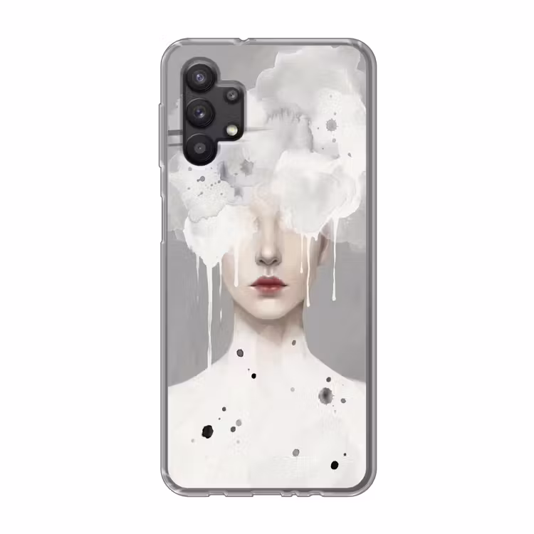 Vrouw - Wolk - Grijs Telefoonhoesje Samsung Galaxy A32 5G klein -3d