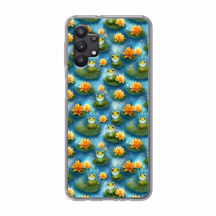 Kikker - Lelies - Groen Telefoonhoesje Samsung Galaxy A32 5G klein 346 -3d