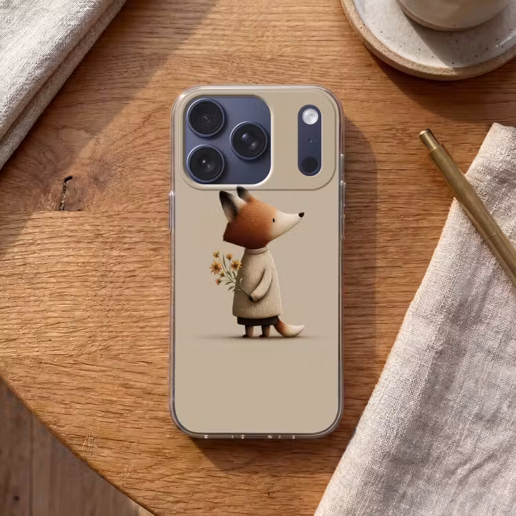 Vos - Gele bloemen - Minimalistisch Telefoonhoesje iPhone 17 Pro klein -sfeer1