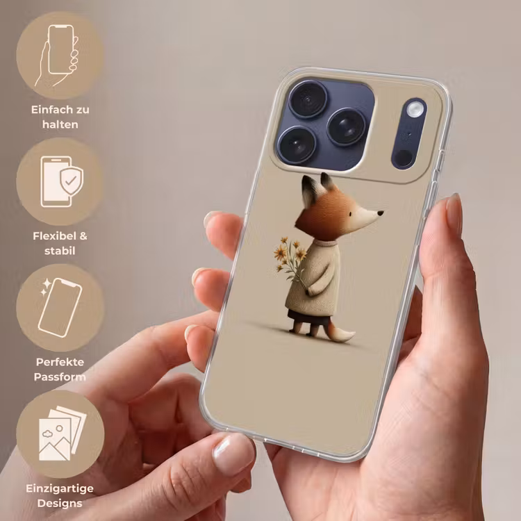 Vos - Gele bloemen - Minimalistisch Telefoonhoesje iPhone 17 Pro klein -sfeer3_DE