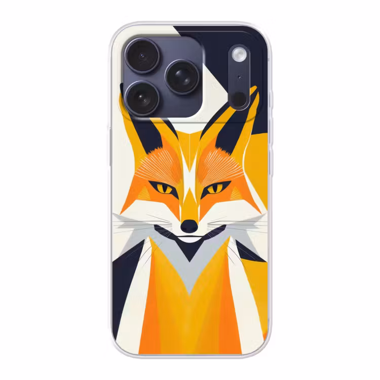 Vos - Oranje - Abstract - Driehoeken Telefoonhoesje iPhone 17 Pro klein -3d
