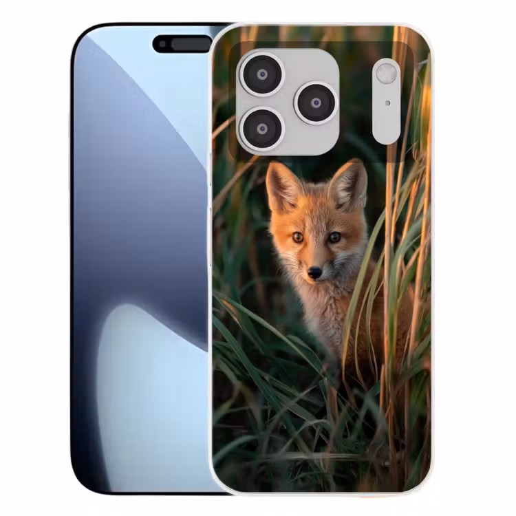 Vos - Oranje - Gras Telefoonhoesje iPhone 17 Pro klein -3d